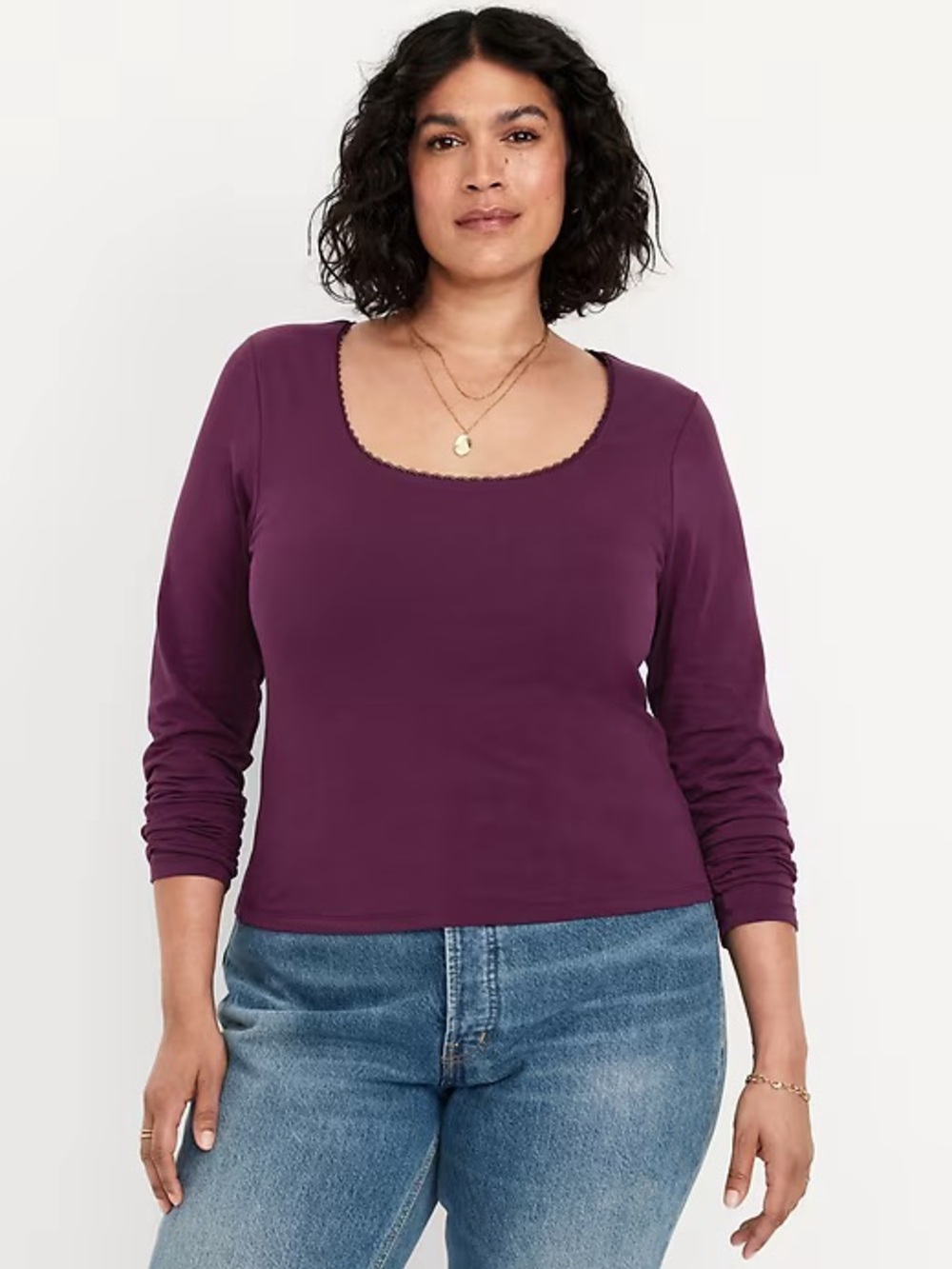 NWOT Old Navy Long Sleeve Square Neck Top - Plum XL